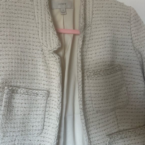 J.Crew Metallic Tweed Blazer Jacket in Off White Size 8 Style E5087 lady - Picture 3 of 4
